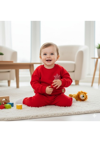 Kız Bebek Kız Çocuk Erkek Bebek Erkek Çocuk 2/5 Yaş Kar Tanesi Baskılı Yılbaşı 2'li Alt Üst Takım fiyatları