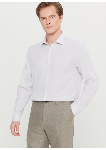 Tailored Fit Klasik Yaka Gri Erkek Gömlek ACE020261603_GRI