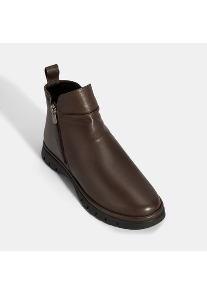 Kadın Kahve Fermuarlı Deri Bot indirimleri