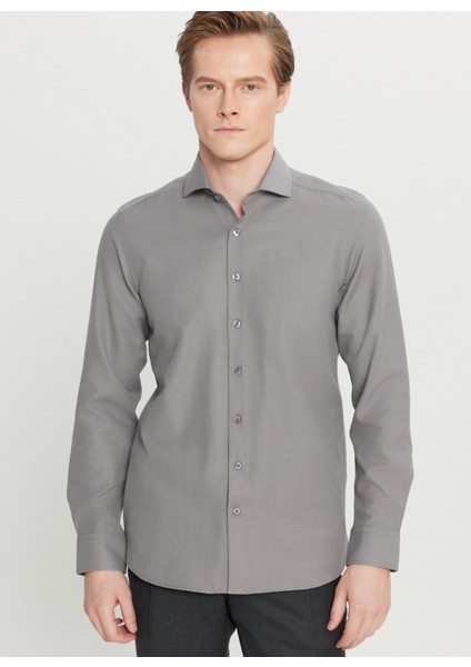 Tailored Fit Italyan Yaka Gri Erkek Gömlek ACE020261606_GRI modelleri