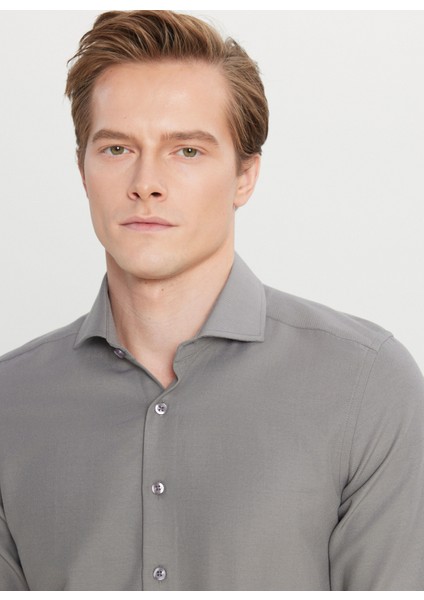 Tailored Fit Italyan Yaka Gri Erkek Gömlek ACE020261606_GRI fırsatları