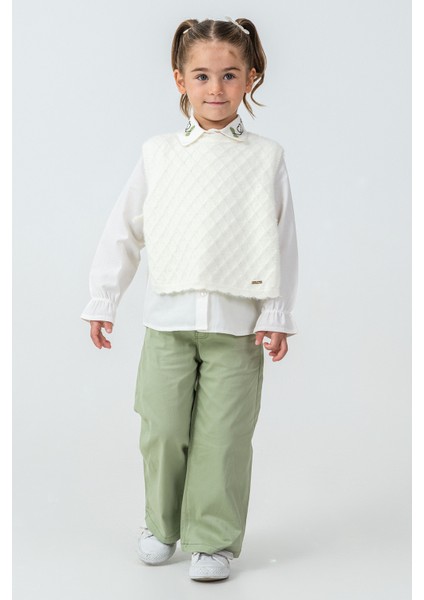 Yakası Kalp Nakışlı Kız Çocuk 3\'lü Takım - 26K 4465