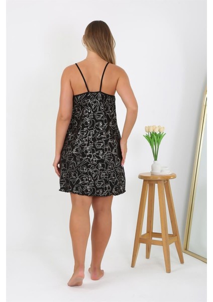 Kadın Büyük Beden Ip Askılı Gecelik Siyah NS98510 modelleri