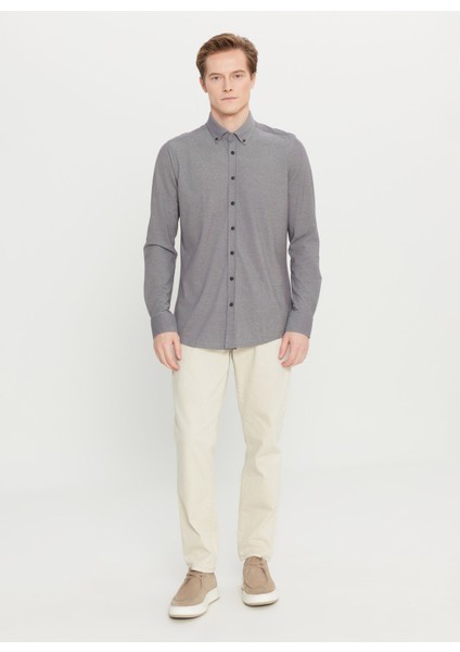 Slim Fit Düğmeli Yaka Gri Erkek Gömlek ACE020261468_GRI fiyatları