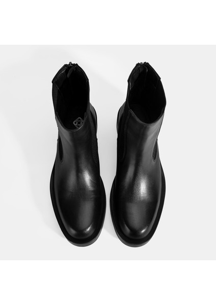 Kadın Siyah Lastikli Deri Chelsea Bot indirimleri