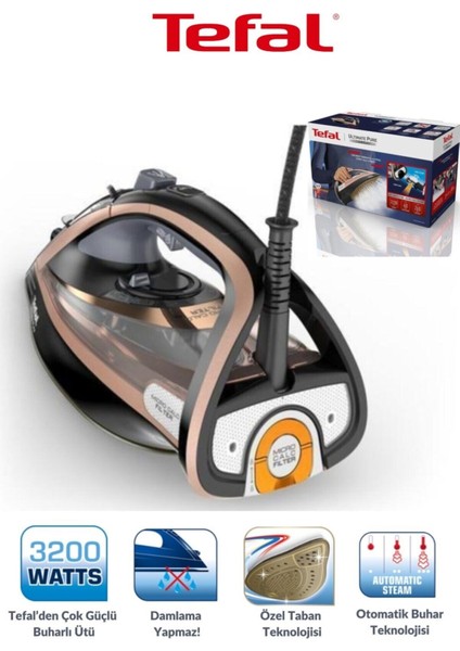 Durilium Airglide Autoclean Tabanlı Ultimate Pure 3200 W Güç, 260 G/ Dk Şok Buhar, Micro-Calc Kireç Filtre + Kumaş Hav&yün Temizleyici