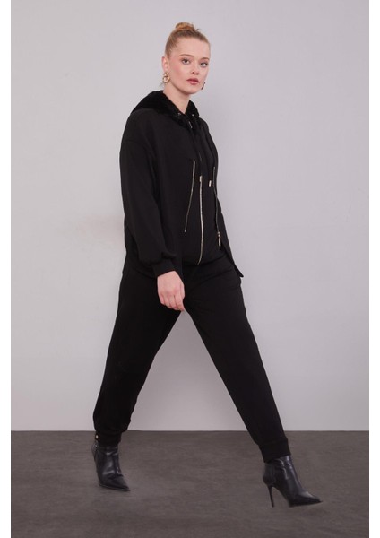 Siyah Peluş Şapkalı Ikili Takım fiyatları