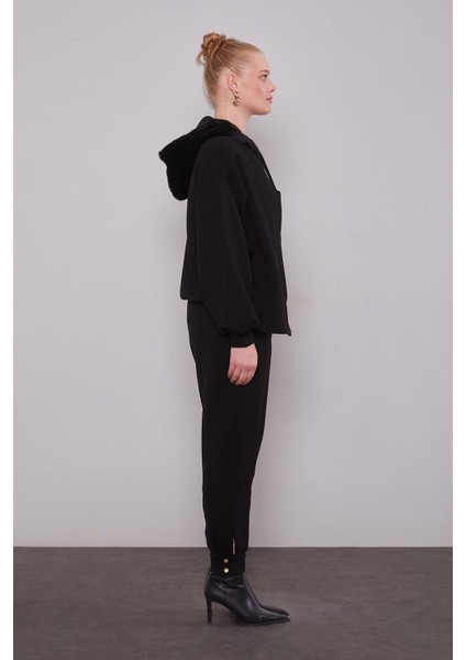 Siyah Peluş Şapkalı Ikili Takım modelleri