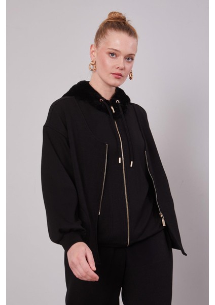 Siyah Peluş Şapkalı Ikili Takım fırsatları