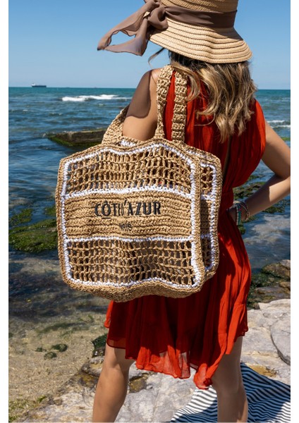Cote Kadin Nude Siyah Hasır Plaj-Gunluk Çanta modelleri