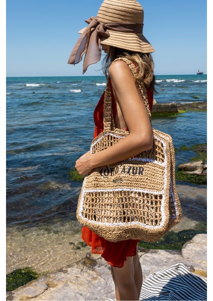 Cote Kadin Nude Siyah Hasır Plaj-Gunluk Çanta