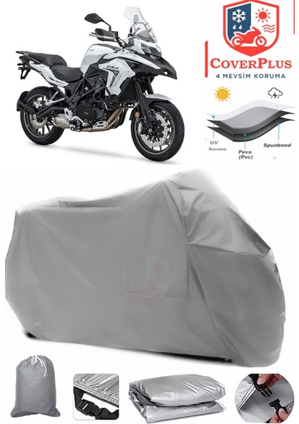 Benelli Trk 502 Motor Brandası Gri Motorsiket Brandası Motor Örtüsü Çadır Su Geçirmez Motosiklet Kılıfı Motor Brandası