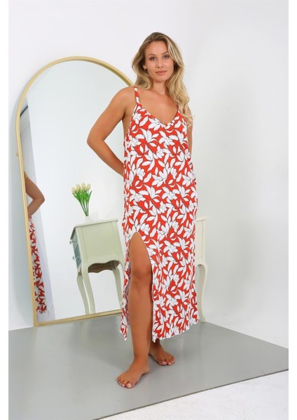 Kadın Büyük Beden Ip Askılı Pamuklu Uzun Gecelik NS12105 modelleri