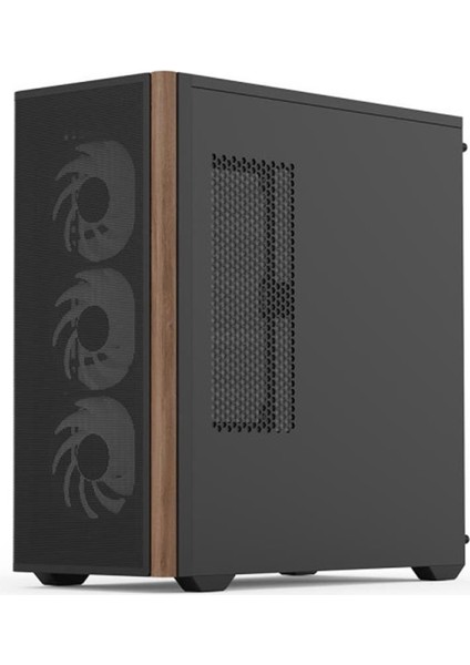 Aerocool Ae D501A Bk 4X12CM A-Rgb Fanlı, Ahşap Ön Panel Temp Cam Yan ve Mesh Ön Panel,usb Type-C