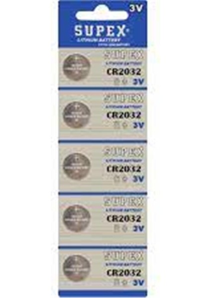 Supex CR2032 3V Lityum 5li Blister Pil