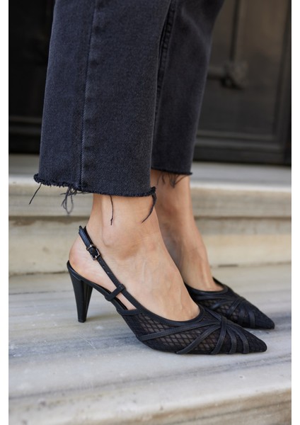 Pais Kadın Bej Fıle Detay Topuklu Ayakkabı