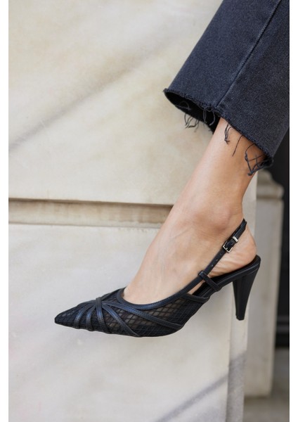 Pais Kadın Bej Fıle Detay Topuklu Ayakkabı