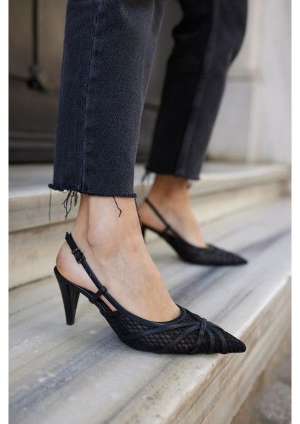 Pais Kadın Bej Fıle Detay Topuklu Ayakkabı