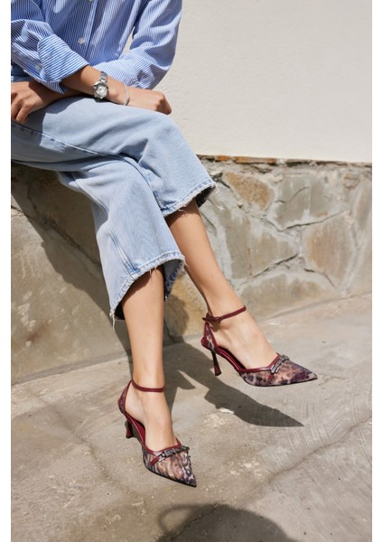 Dennıs Kadın Bordo Leoapar Tul Detay Topuklu Ayakkabı fiyatları