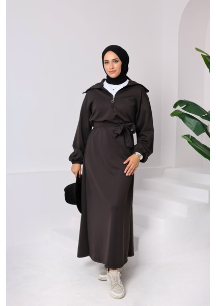 Kadın Scuba Elbise ◆ Kuşaklı Oversize Rahat Kalıp ◆ Günlük Rahat Kombin Için Modern ve Zarif fırsatları