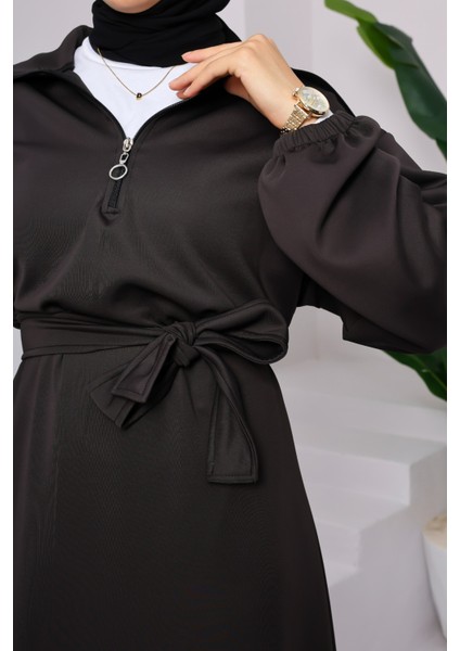 Kadın Scuba Elbise ◆ Kuşaklı Oversize Rahat Kalıp ◆ Günlük Rahat Kombin Için Modern ve Zarif