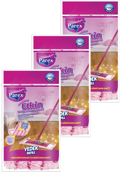 Etkin Yer Temizlik Sistemi Mikrofiber Yedeği Üçlü Paket