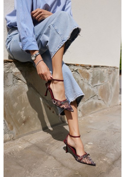 Dennıs Kadın Bordo Leoapar Tul Detay Topuklu Ayakkabı fırsatları