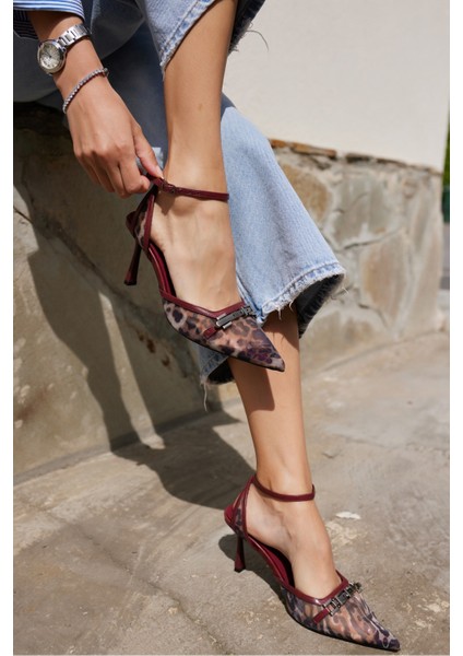 Dennıs Kadın Bordo Leoapar Tul Detay Topuklu Ayakkabı indirimleri