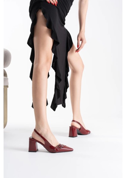 Modaserdem Keira Bordo Rugan Kadın Topuklu Ayakkabı fırsatları