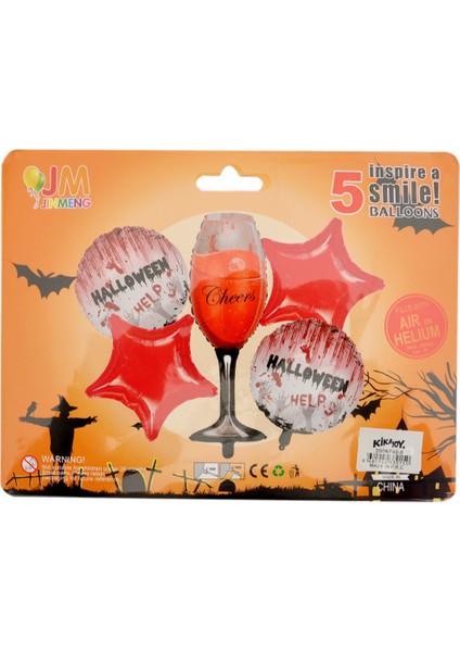 Halloween Folyo Balon Seti Yıldız: ( 45 cm ) X2 Halloween Help: ( 45 cm ) X2 Kadeh: 38 x 98 cm