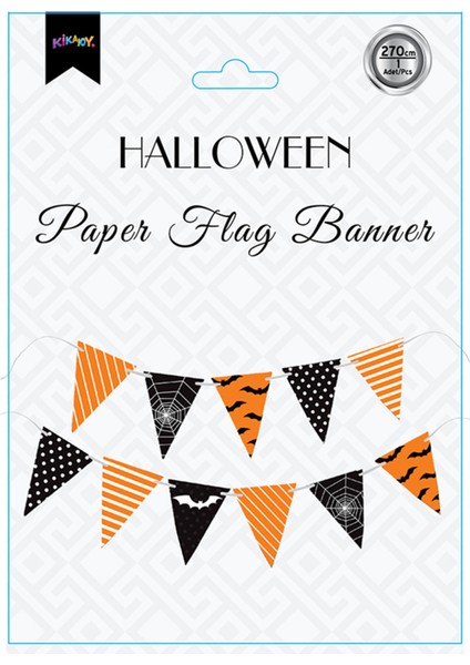 11 Adet Halloween Temalı Üçgen Flama Bayrak Set 19 x 21 cm / 270 cm