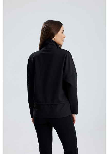 Fermuarlı Üstten Cepli Beli Stoperli Lastikli U.kol Hürrem Ceket Siyah indirimleri