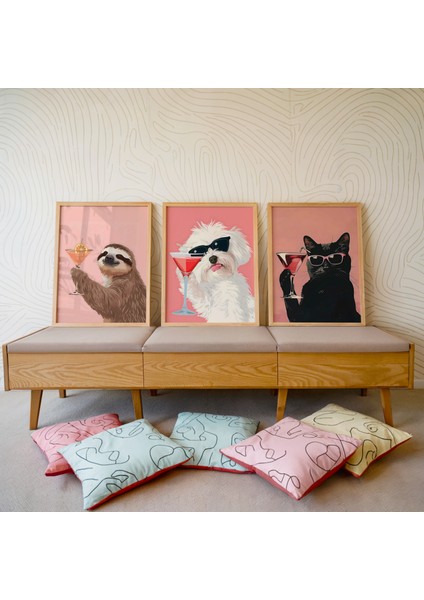 Ahşap Çerçeveli 3'lü Poster Tablo Seti | Modern Stil Minimal Duvar Dekoru