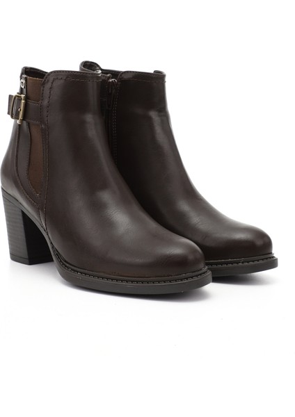 Kadın Kahve Antik Fermuarlı Kalın Topuklu Tokalı Bot fiyatları