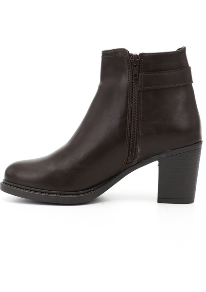 Kadın Kahve Antik Fermuarlı Kalın Topuklu Tokalı Bot modelleri