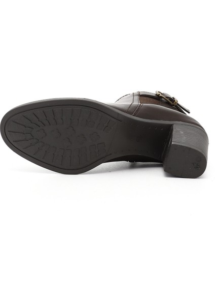 Kadın Kahve Antik Fermuarlı Kalın Topuklu Tokalı Bot fırsatları