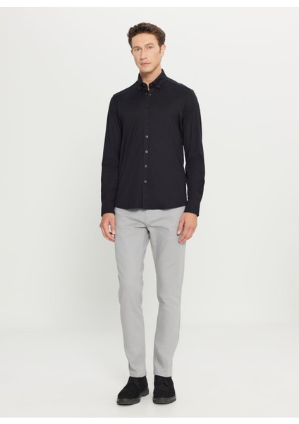 Slim Fit Düğmeli Yaka Siyah Erkek Gömlek ACE020261469_SYH fiyatları