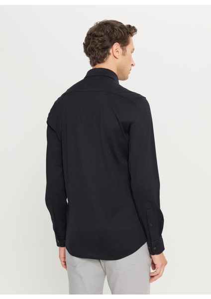 Slim Fit Düğmeli Yaka Siyah Erkek Gömlek ACE020261469_SYH indirimleri