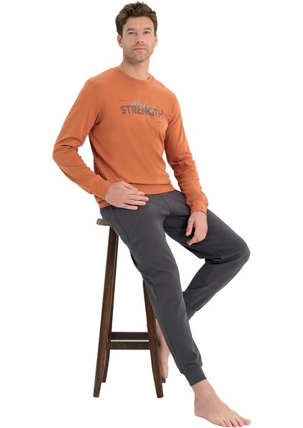 Over Sleep 2220 Erkek Kışlık Interlok Pijama Takım