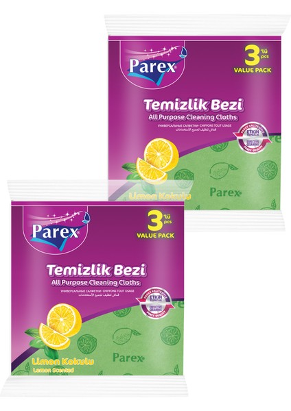 Limon Kokulu 3'lü Temizlik Bezi İkili Paket