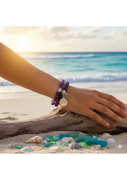 Doğal Ametist Taşlı Çift Kat Bileklik El Yapımıenerji ve Denge Taşı fiyatları