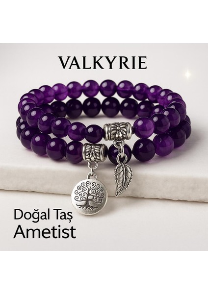 Doğal Ametist Taşlı Çift Kat Bileklik El Yapımıenerji ve Denge Taşı indirimleri