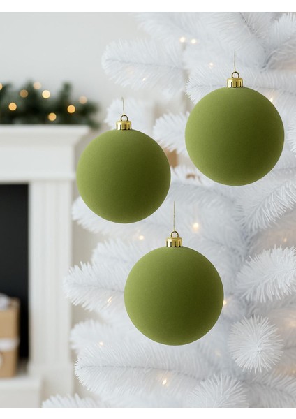 Kadife Yılbaşı Topu – Çam Ağacı Süsü Yağ Yeşili 10 cm 3'lü fiyatları