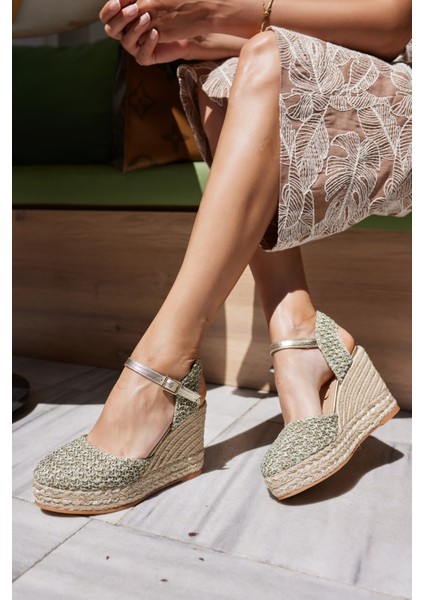 Tiri Kadın Yeşil Mınt Espadrıl Dolgu Taban Ispanya Uretım Sandalet