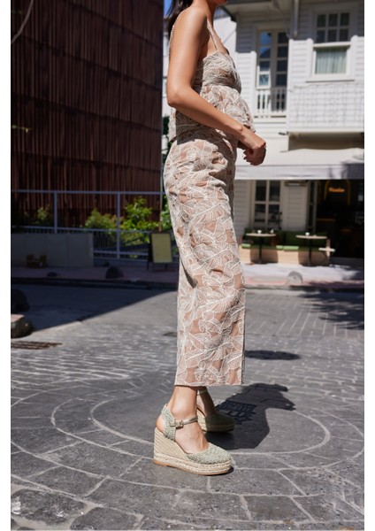 Tiri Kadın Yeşil Mınt Espadrıl Dolgu Taban Ispanya Uretım Sandalet fiyatları