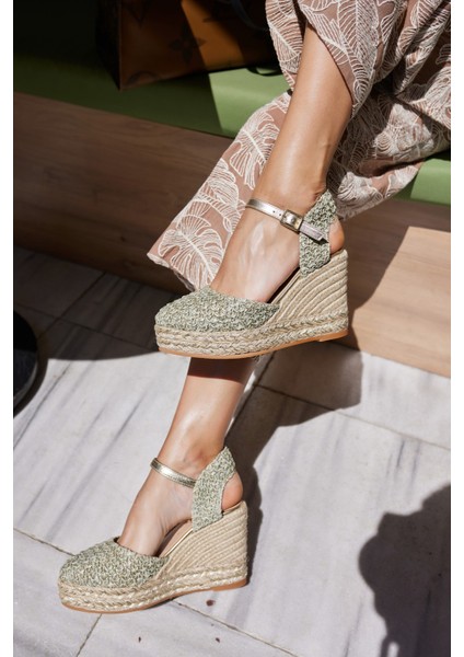Tiri Kadın Yeşil Mınt Espadrıl Dolgu Taban Ispanya Uretım Sandalet fırsatları