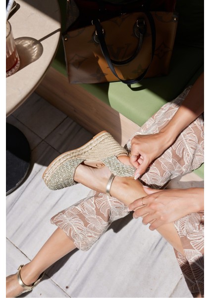 Tiri Kadın Yeşil Mınt Espadrıl Dolgu Taban Ispanya Uretım Sandalet