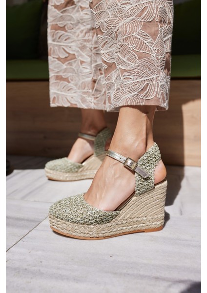 Tiri Kadın Yeşil Mınt Espadrıl Dolgu Taban Ispanya Uretım Sandalet