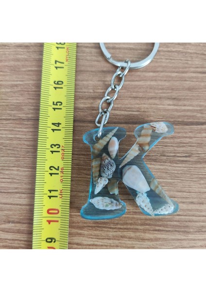 Reçine Harf Anahtarlık (K)- Gerçek Deniz Kabuğu ve Deniz Kumu Tasarım fiyatları