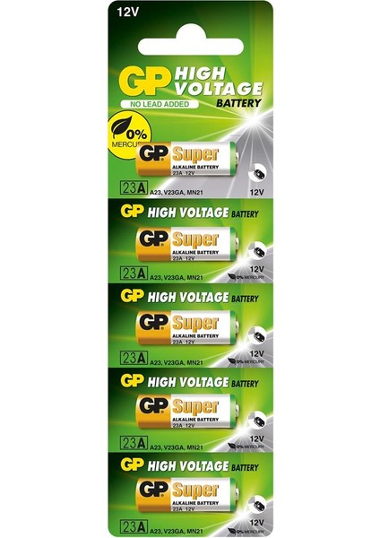 Gp GP23A-C5 23A 12V Alkalin Spesifik 5'li Paket Pil Kumanda